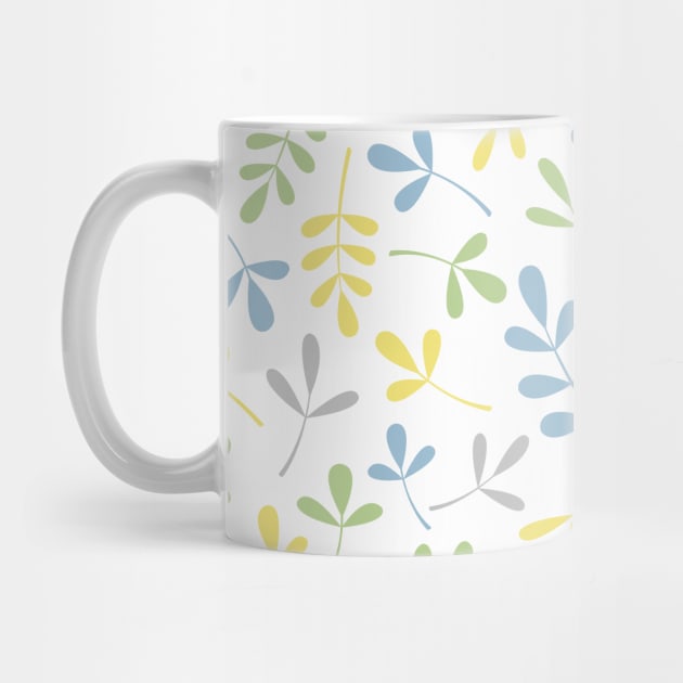 Assorted Leaf Silhouettes Blue Grn Gray Yelw Wt by NataliePaskell